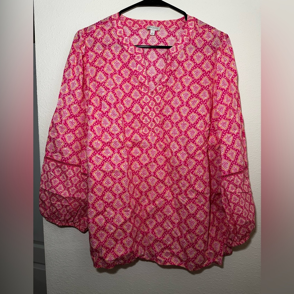 Talbots Pink and White Patterned Blouse